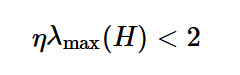 Desigualdad matemática que muestra que el producto de eta por el valor máximo de lambda de H es menor que dos.
Descripción generada con IA
